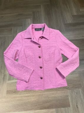 Vintage Nouveaux Boho Quilted Heart‎ Blazer Womens Petite Small Pink Coquette